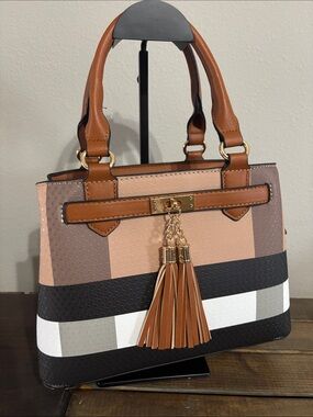 Brown, Black, Tan, White Tassel Handbag/Crossbody with Matching Wallet